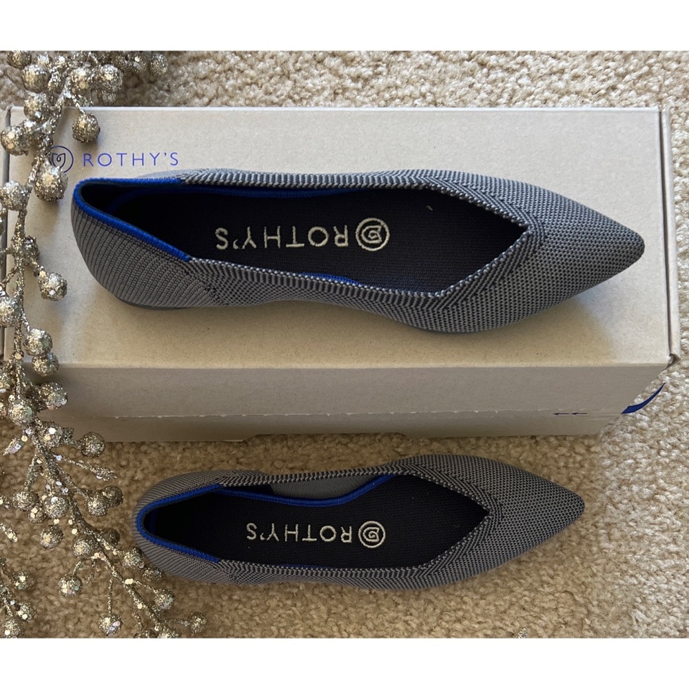 NWT Rothy’s Cloud Grey Birdseye The Point Flat